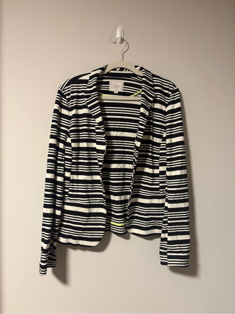 Ann Taylor Soft Knit Striped Blazer Large